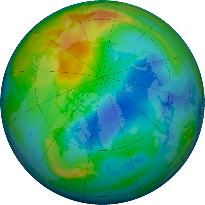 Arctic ozone map for 01 December 2002